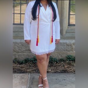 Elegant White Dress with Lace Trim